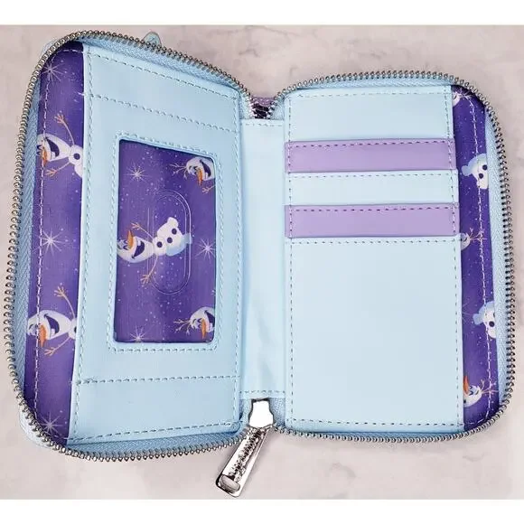 LOUNGEFLY X DISNEY FROZEN Princess Castle Zip Around Wallet Blue White Purple - Picture 6 of 15